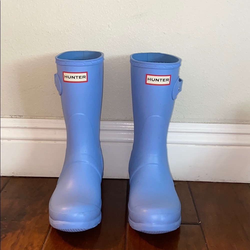 Blue hunter rain boots